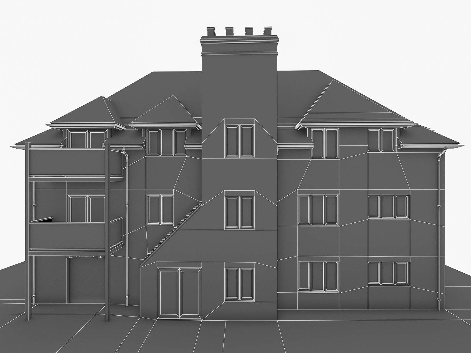 English Brick Houses Collection - 26 Pack Low-poly 3D model_45