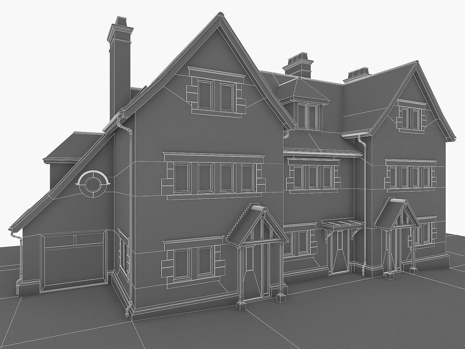 English Brick Houses Collection - 26 Pack Low-poly 3D model_51