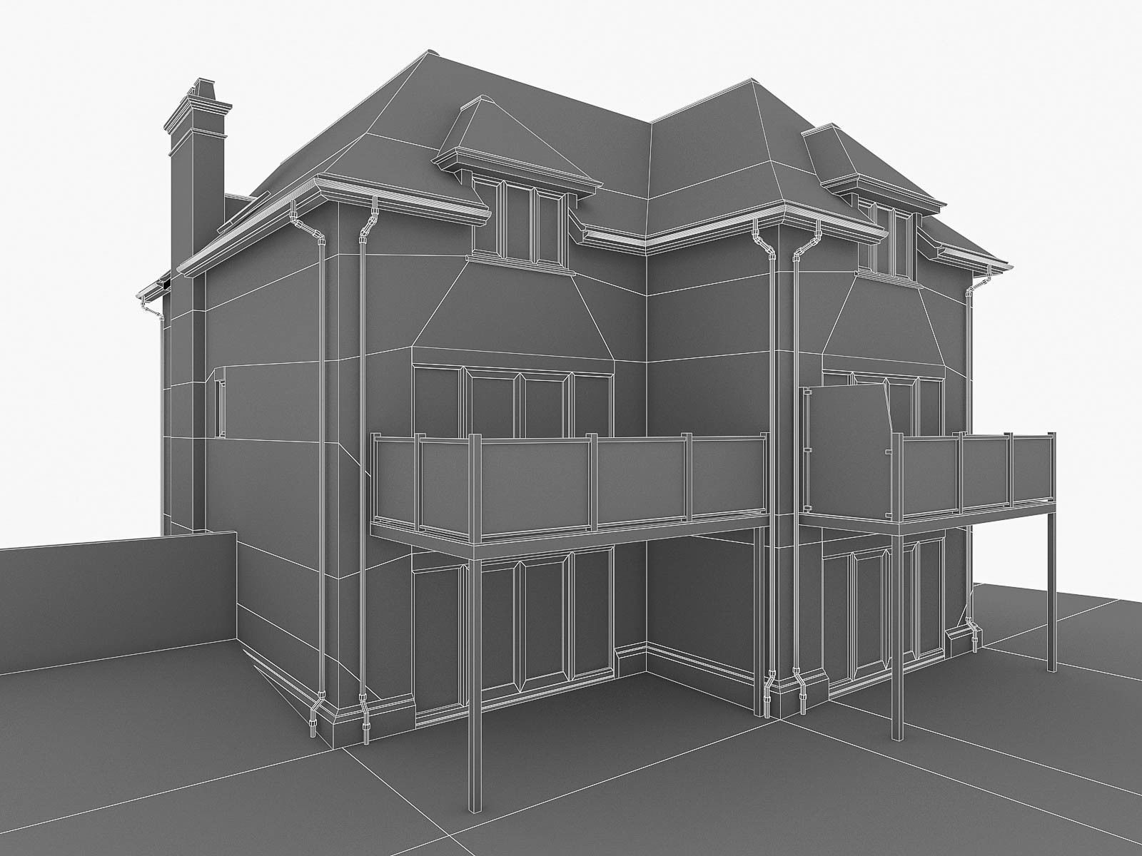 English Brick Houses Collection - 26 Pack Low-poly 3D model_92