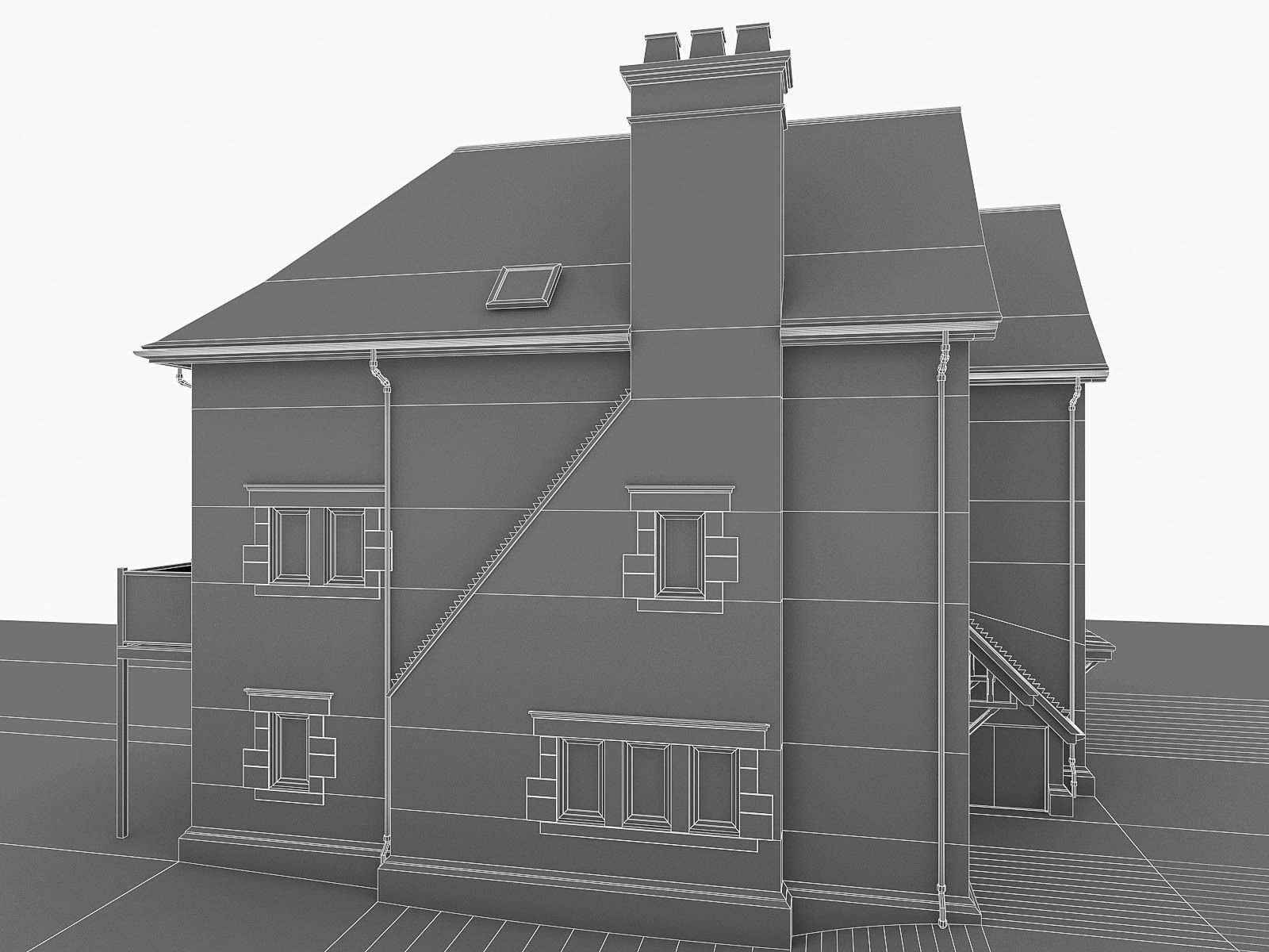 English Brick Houses Collection - 26 Pack Low-poly 3D model_90