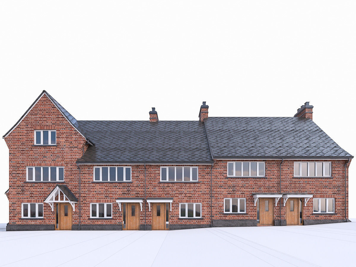 English Brick Houses Collection - 26 Pack Low-poly 3D model_44