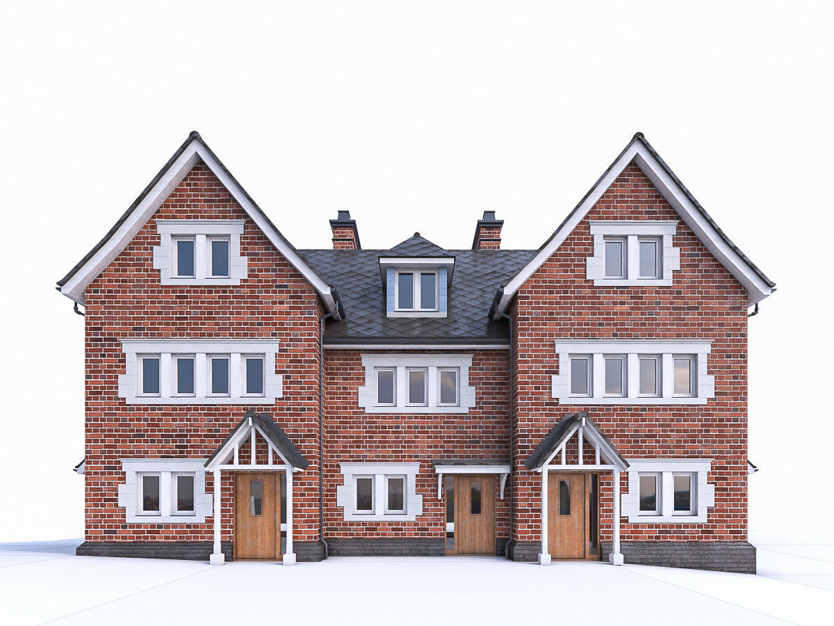 English Brick Houses Collection - 26 Pack Low-poly 3D model_30