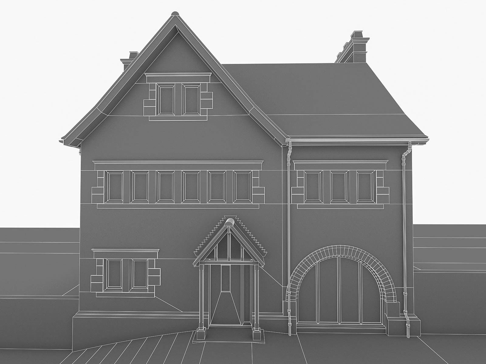 English Brick Houses Collection - 26 Pack Low-poly 3D model_117