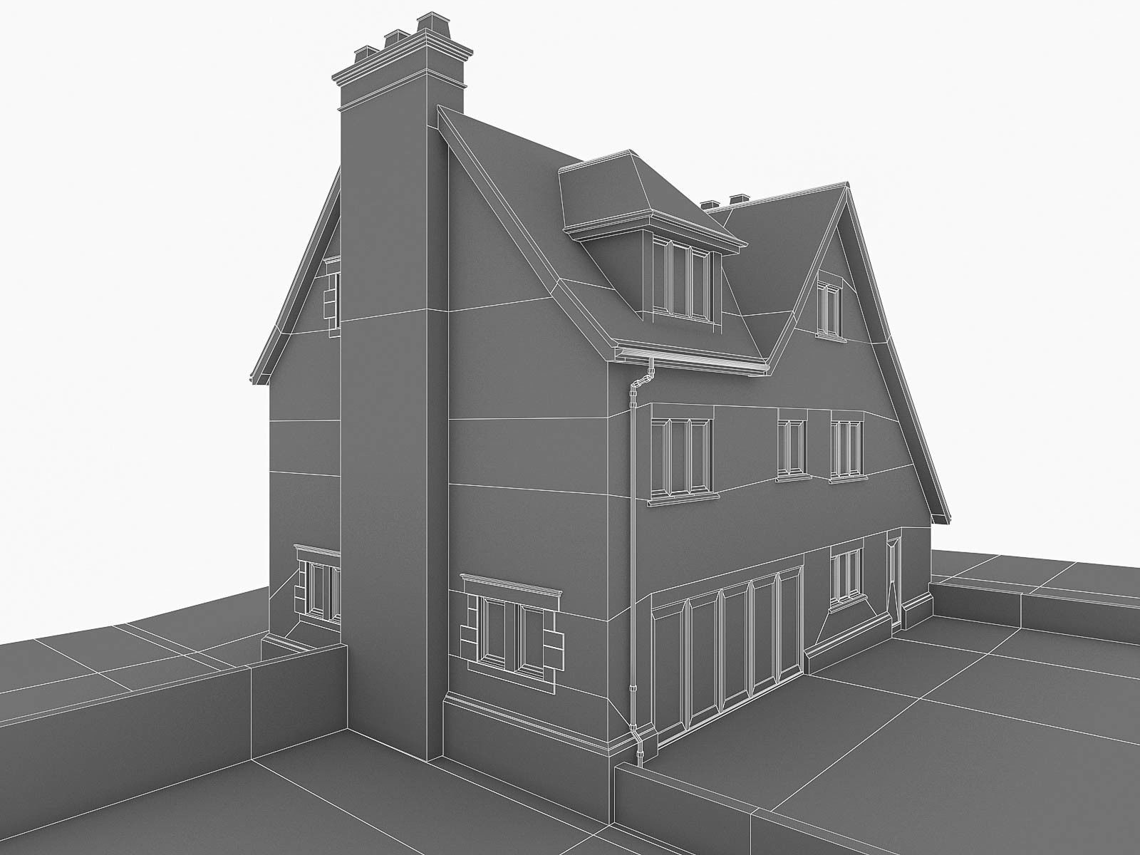 English Brick Houses Collection - 26 Pack Low-poly 3D model_78