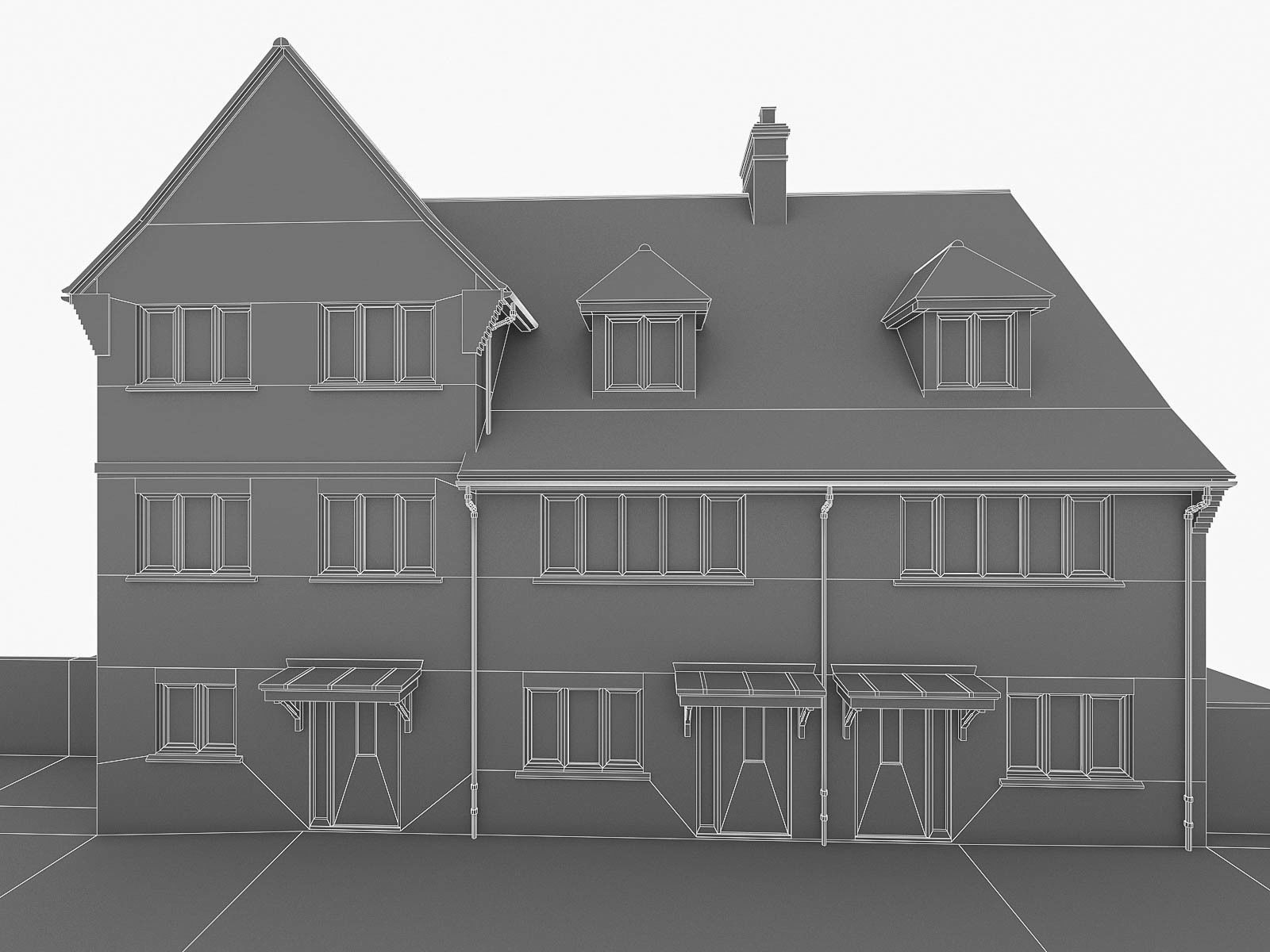 English Brick Houses Collection - 26 Pack Low-poly 3D model_87