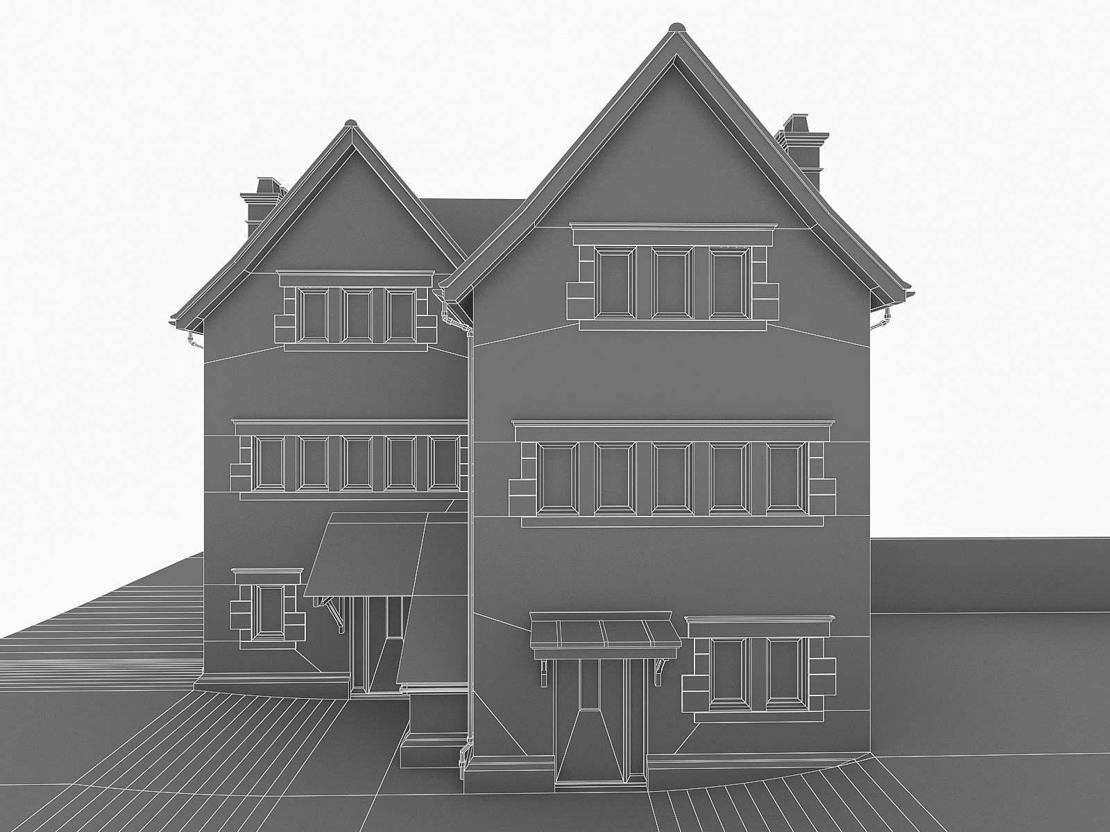 English Brick Houses Collection - 26 Pack Low-poly 3D model_91