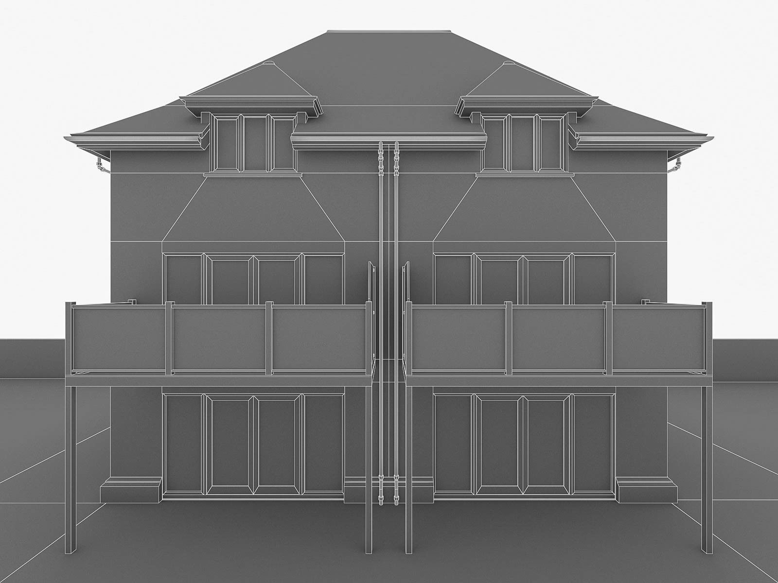 English Brick Houses Collection - 26 Pack Low-poly 3D model_109