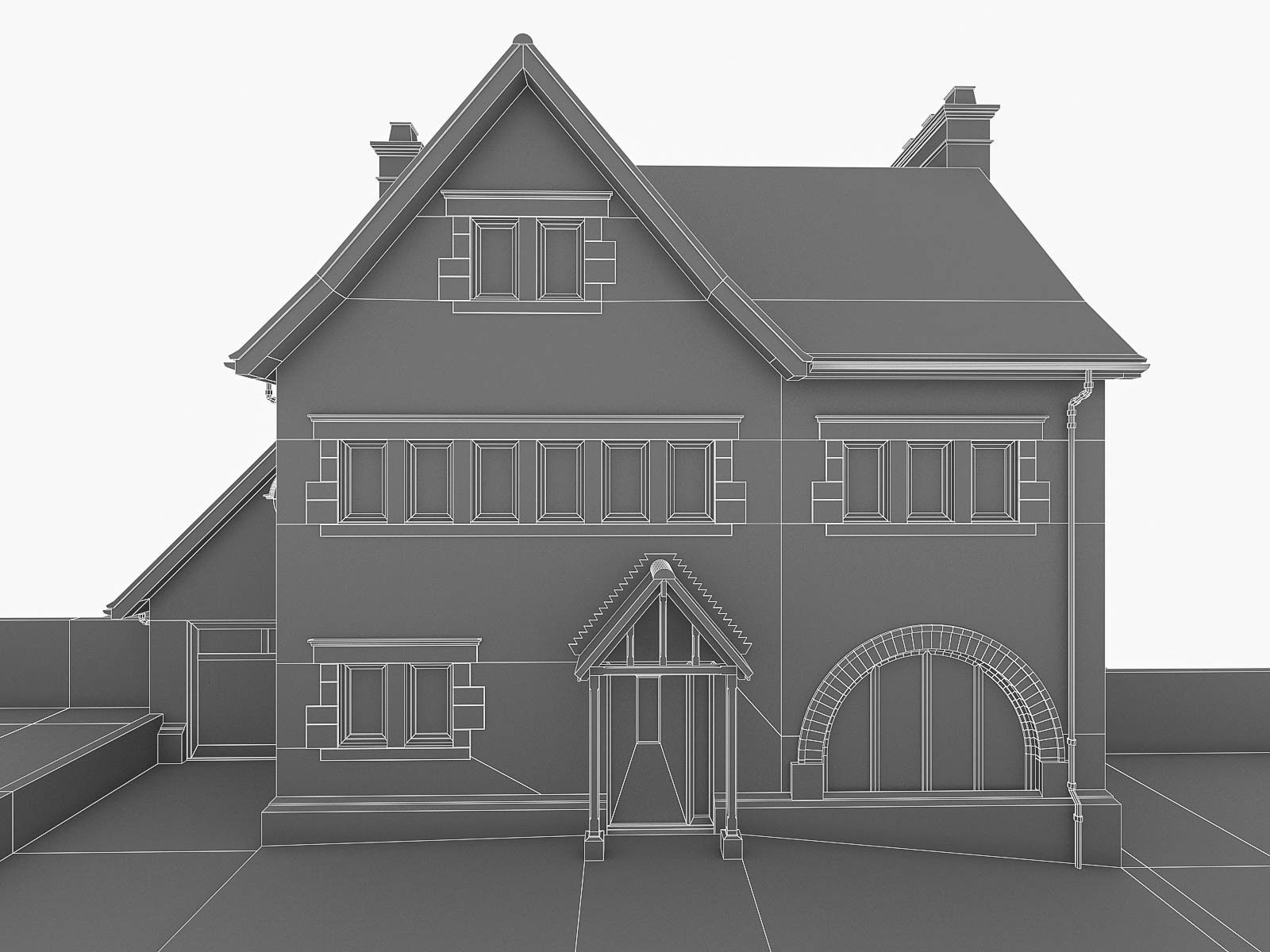 English Brick Houses Collection - 26 Pack Low-poly 3D model_84
