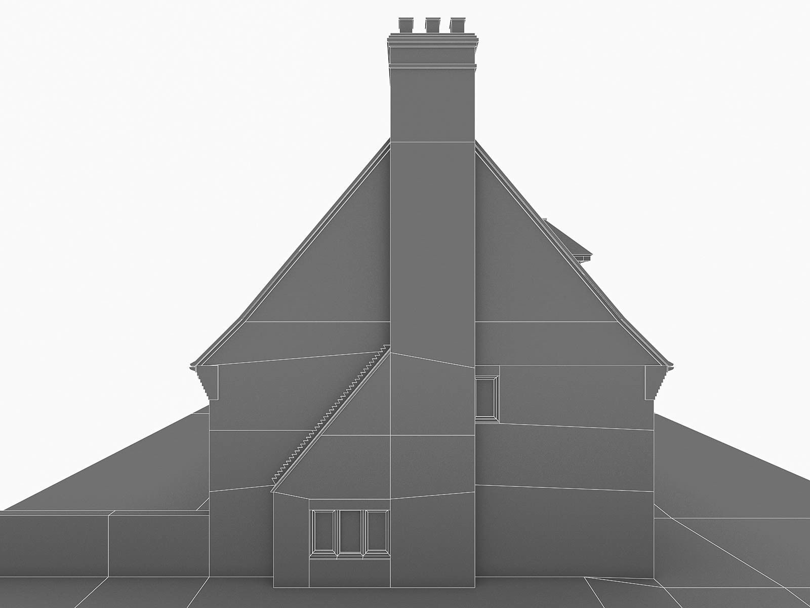 English Brick Houses Collection - 26 Pack Low-poly 3D model_97