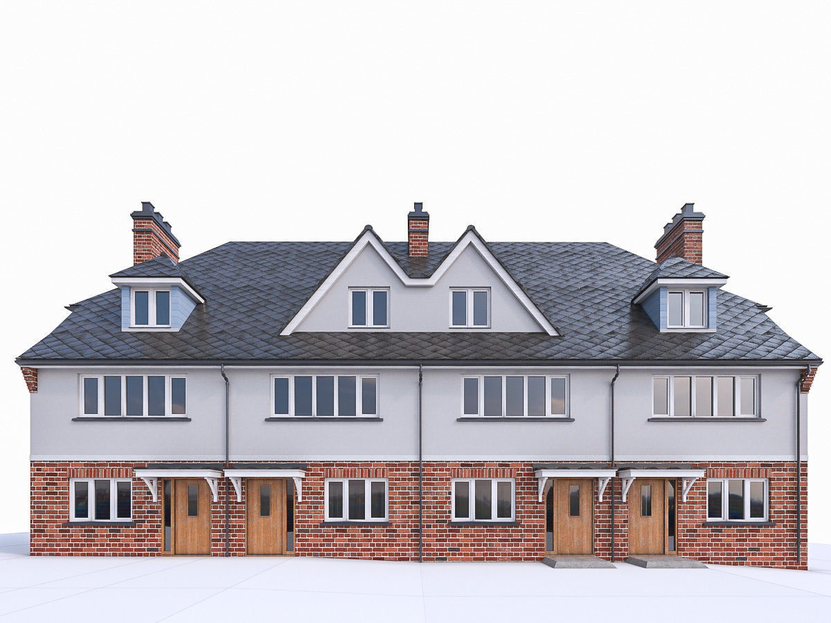 English Brick Houses Collection - 26 Pack Low-poly 3D model_33