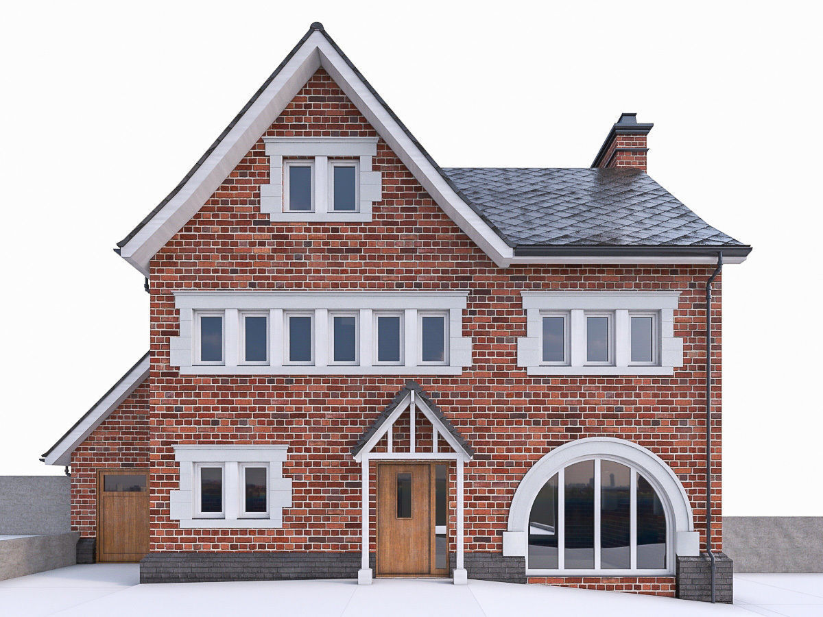 English Brick Houses Collection - 26 Pack Low-poly 3D model_37