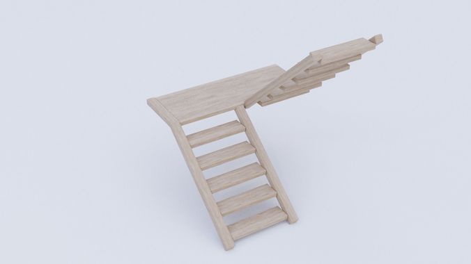 Wooden stairs low-poly Low-poly 3D model
