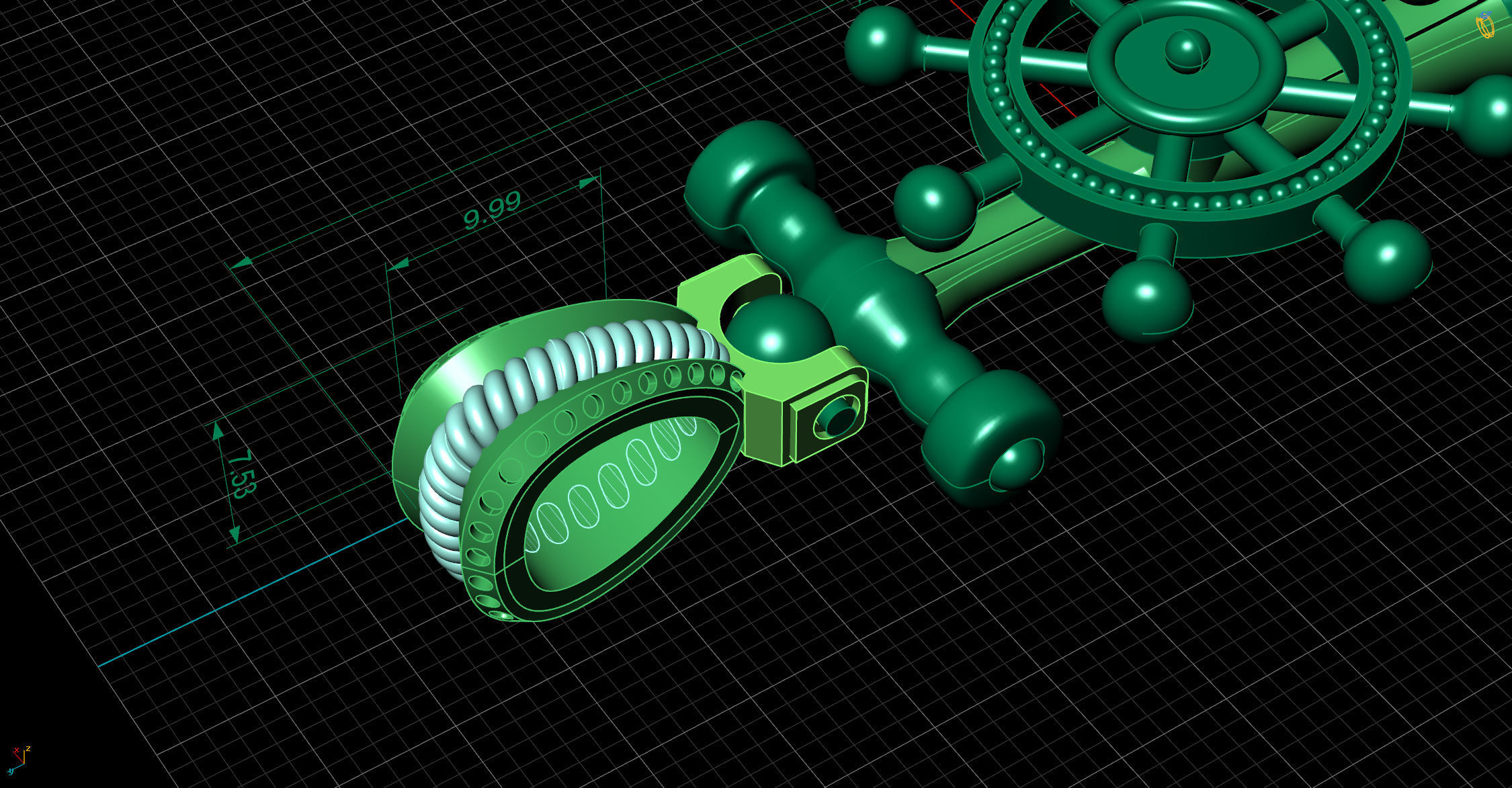 Anchor Pendant With Nautical Star and Rudder 3D print model_8