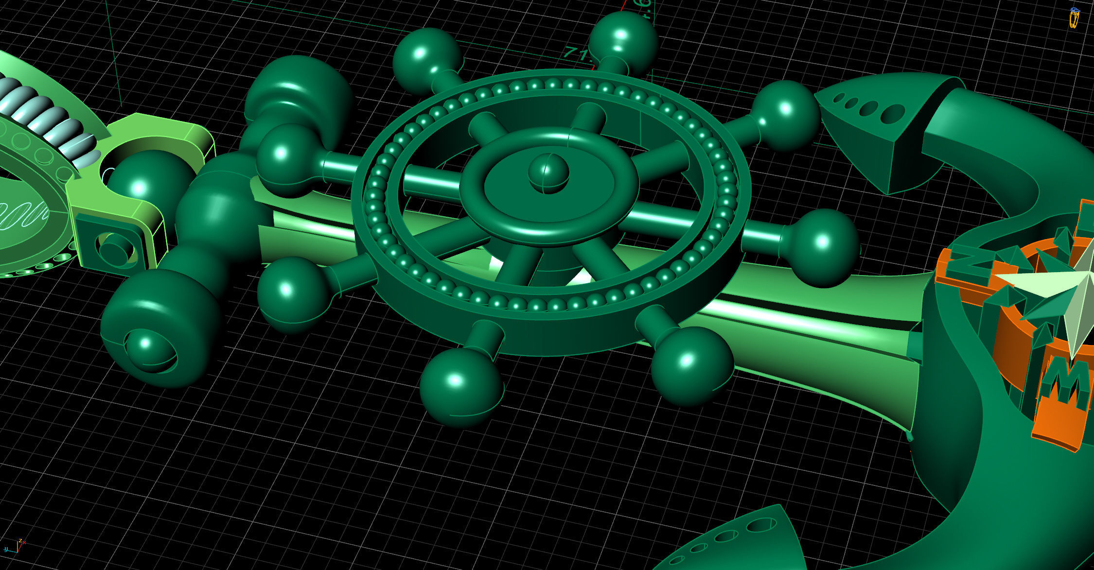 Anchor Pendant With Nautical Star and Rudder 3D print model_7