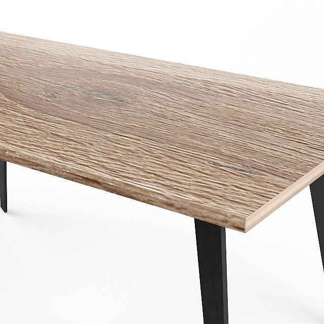 table rectangular dining with legs Low-poly 3D model_2