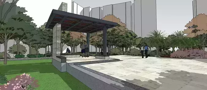 landscape layout for buildings  Low-poly 3D model
