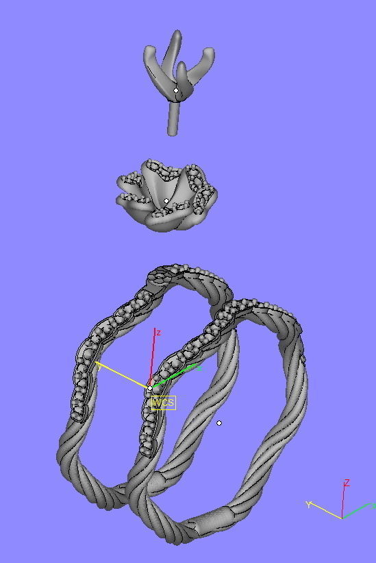 Flower Engagement ring Set  Own design 0182  3D print model_5