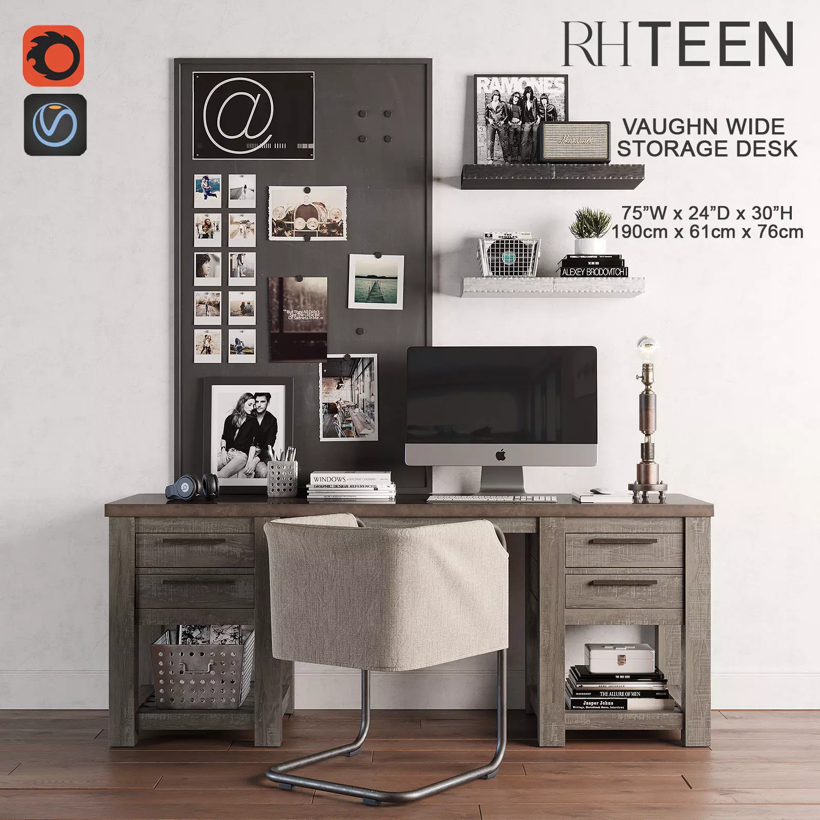 Vaughn Storage Desk 3D model_0