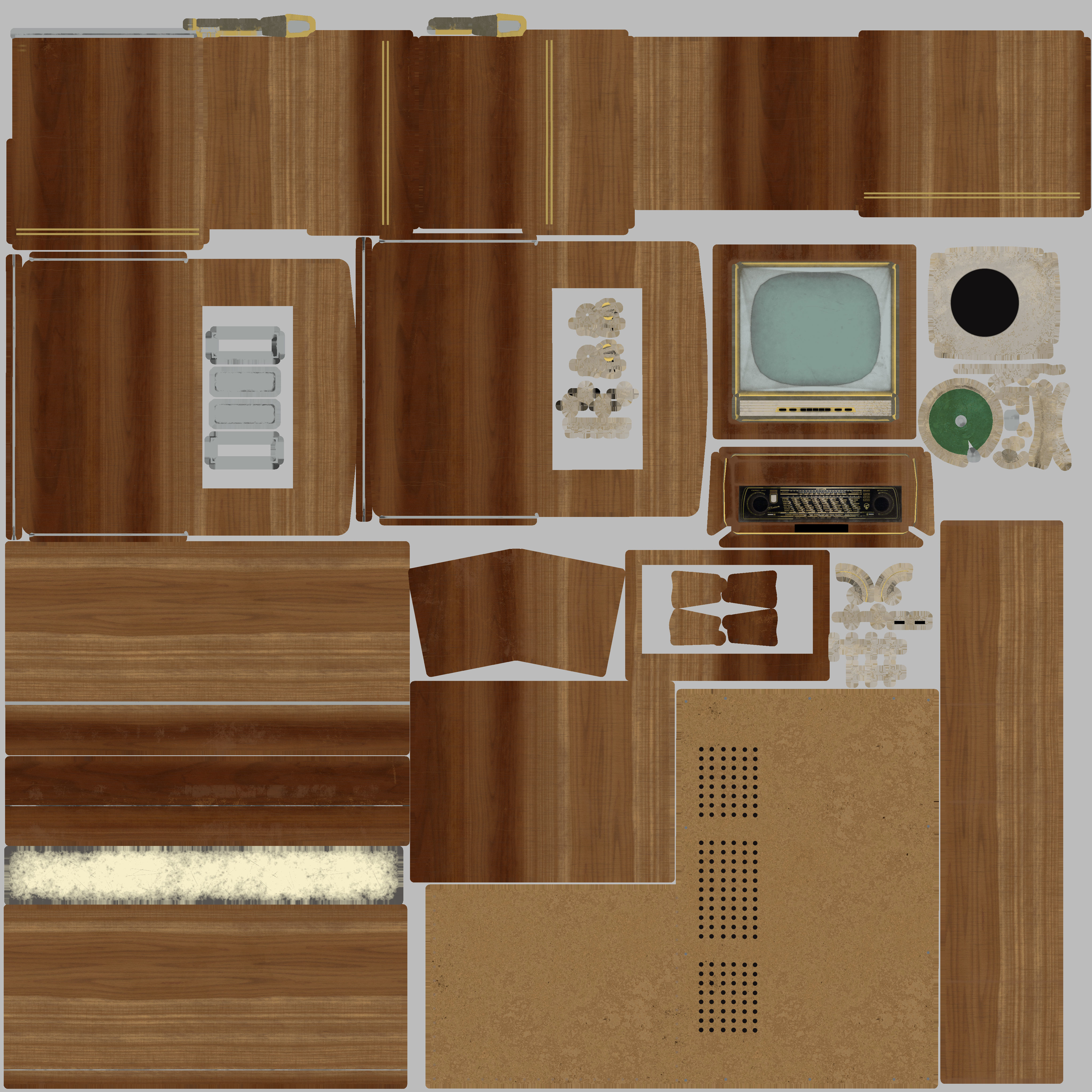 Vintage Home Entertainment System Low-poly 3D model_11