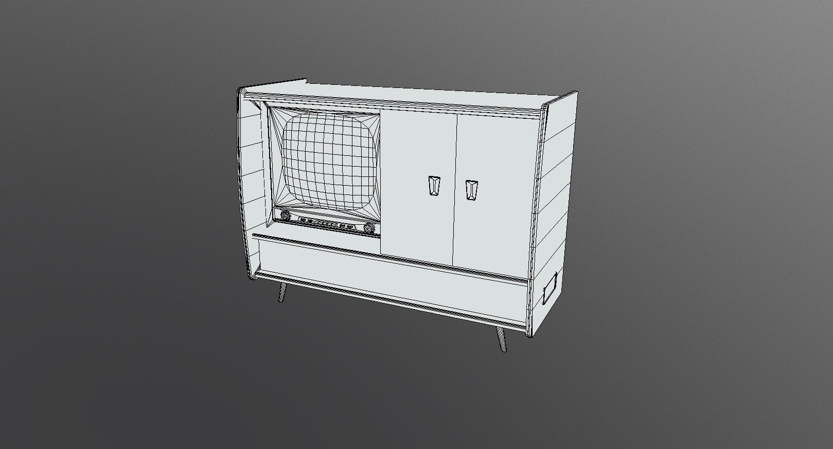 Vintage Home Entertainment System Low-poly 3D model_10