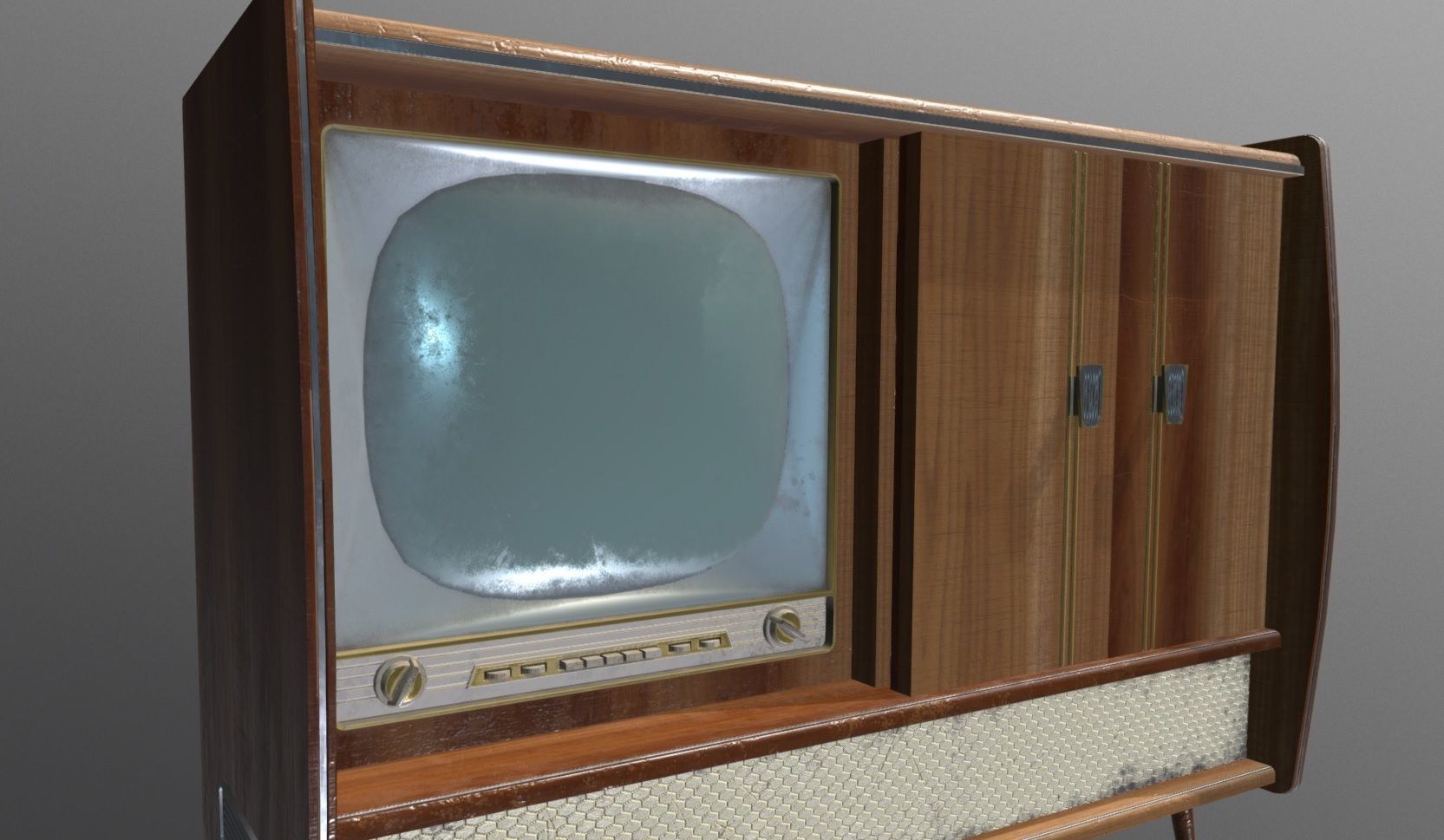 Vintage Home Entertainment System Low-poly 3D model_6