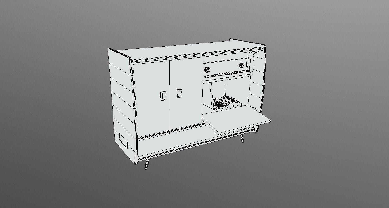 Vintage Home Entertainment System Low-poly 3D model_9