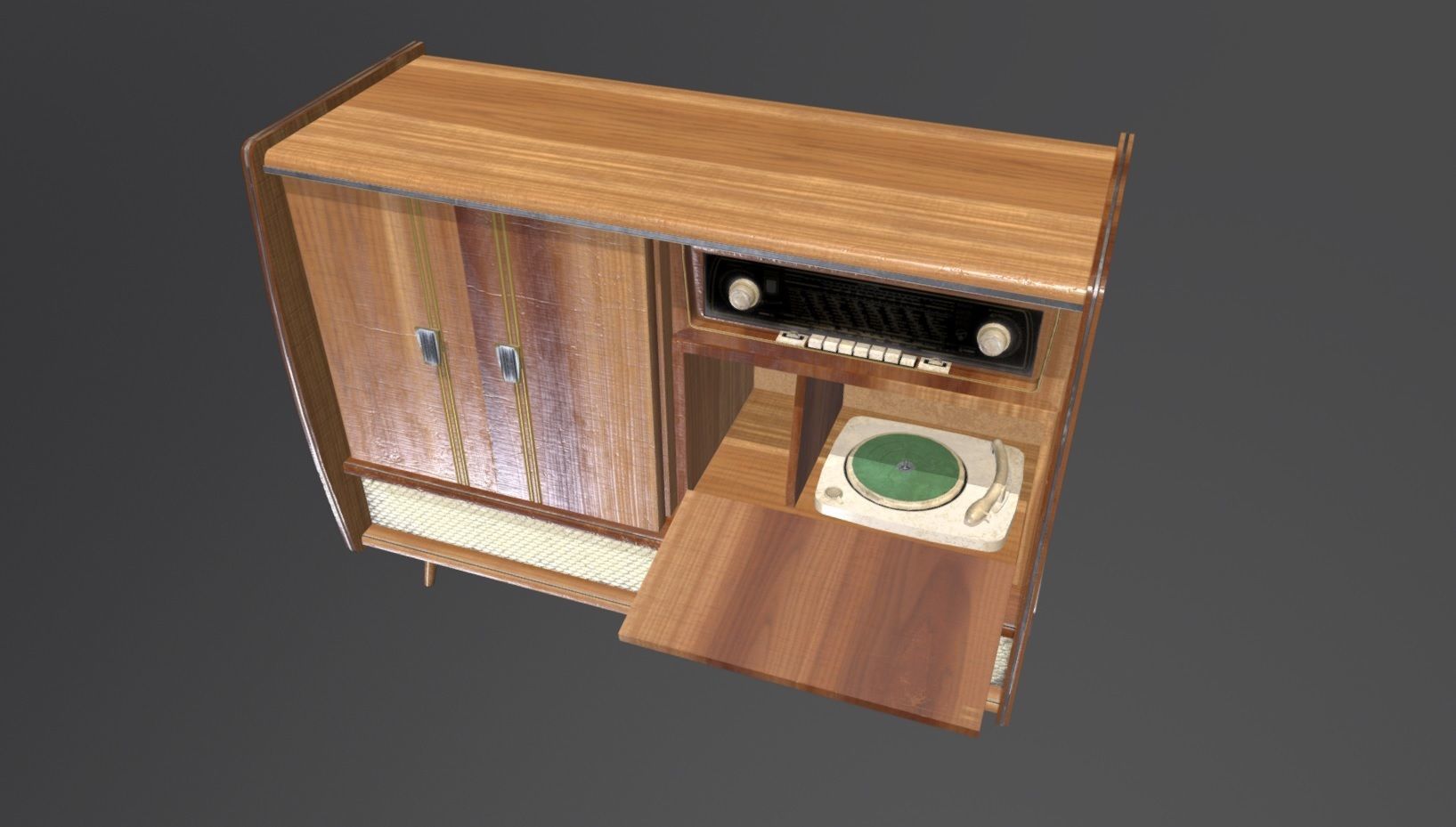 Vintage Home Entertainment System Low-poly 3D model_3