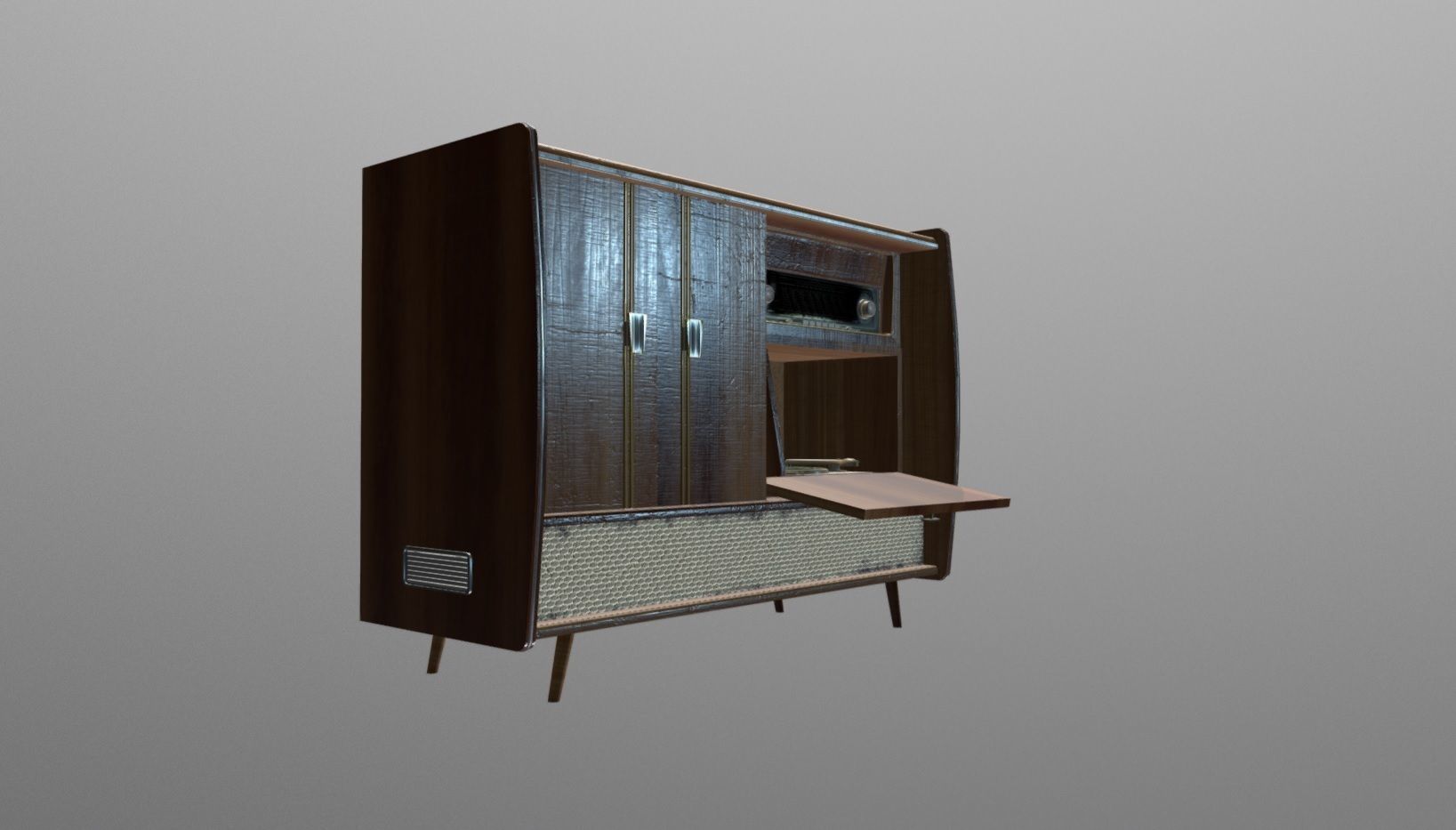 Vintage Home Entertainment System Low-poly 3D model_12