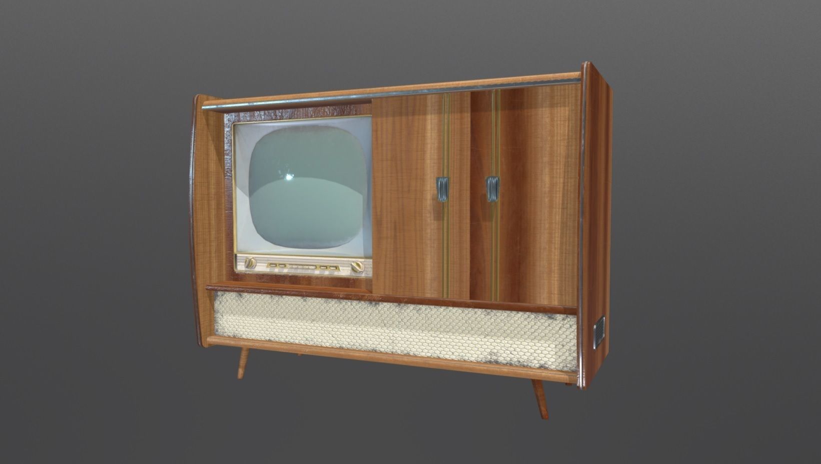 Vintage Home Entertainment System Low-poly 3D model_4