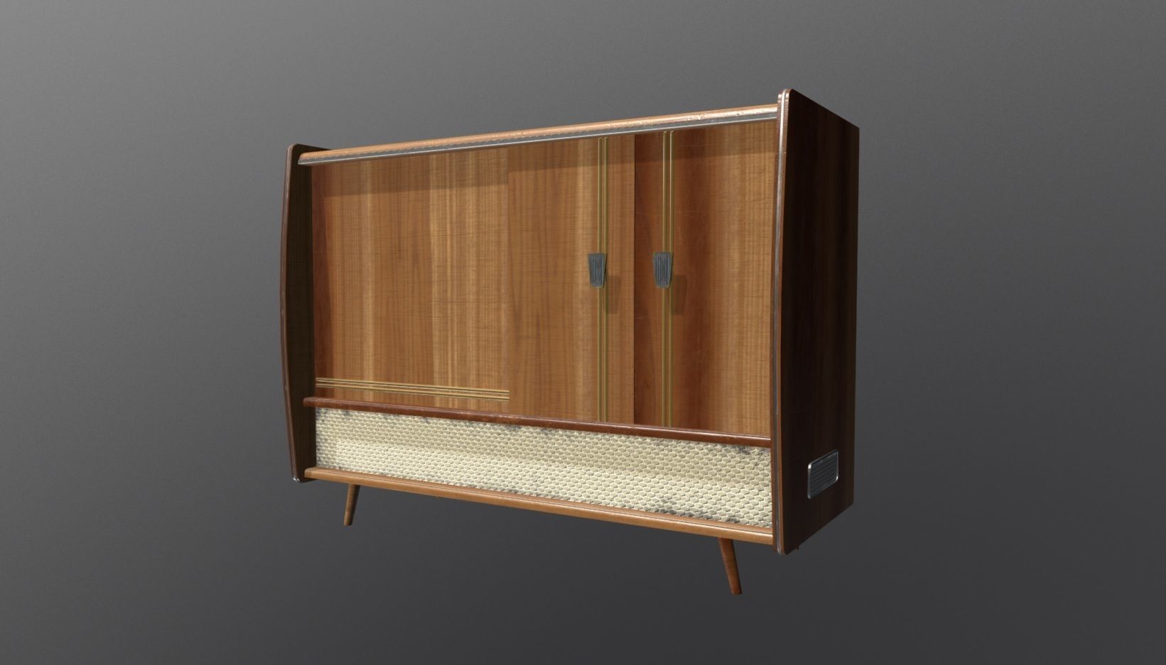 Vintage Home Entertainment System Low-poly 3D model_2