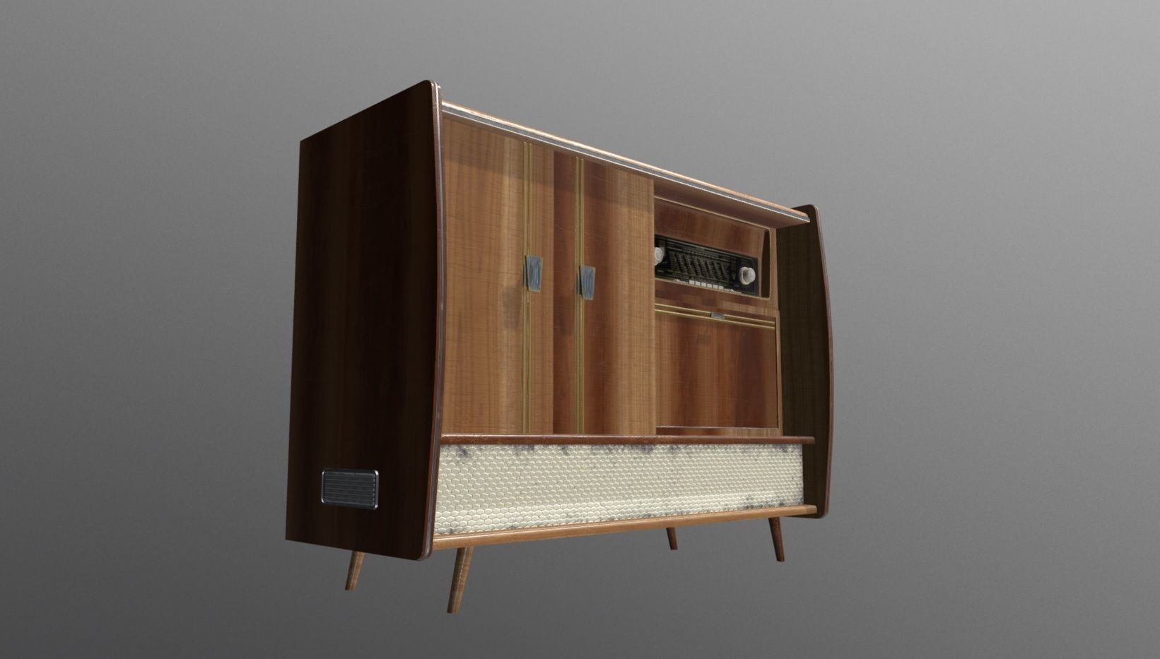 Vintage Home Entertainment System Low-poly 3D model_1