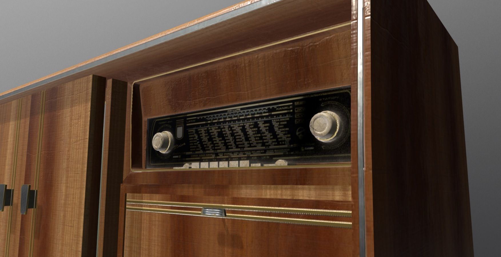 Vintage Home Entertainment System Low-poly 3D model_8