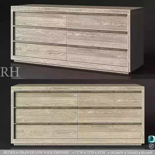 BEZIER 6-DRAWER LOW WIDE DRESSER