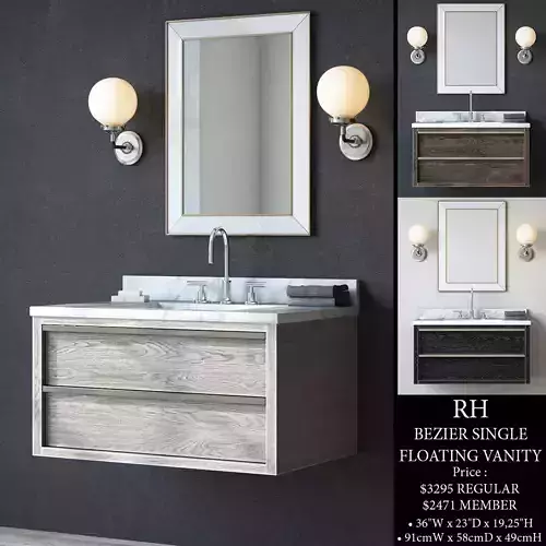 RH BEZIER SINGLE FLOATING VANITY
