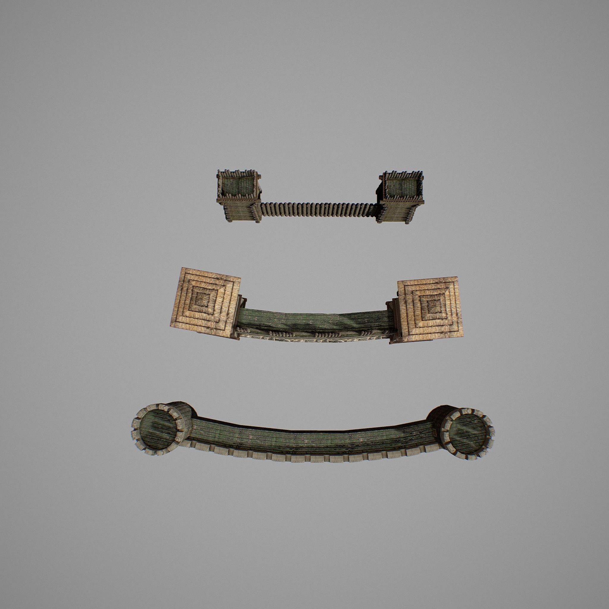 Walls castle Low-poly 3D model_10