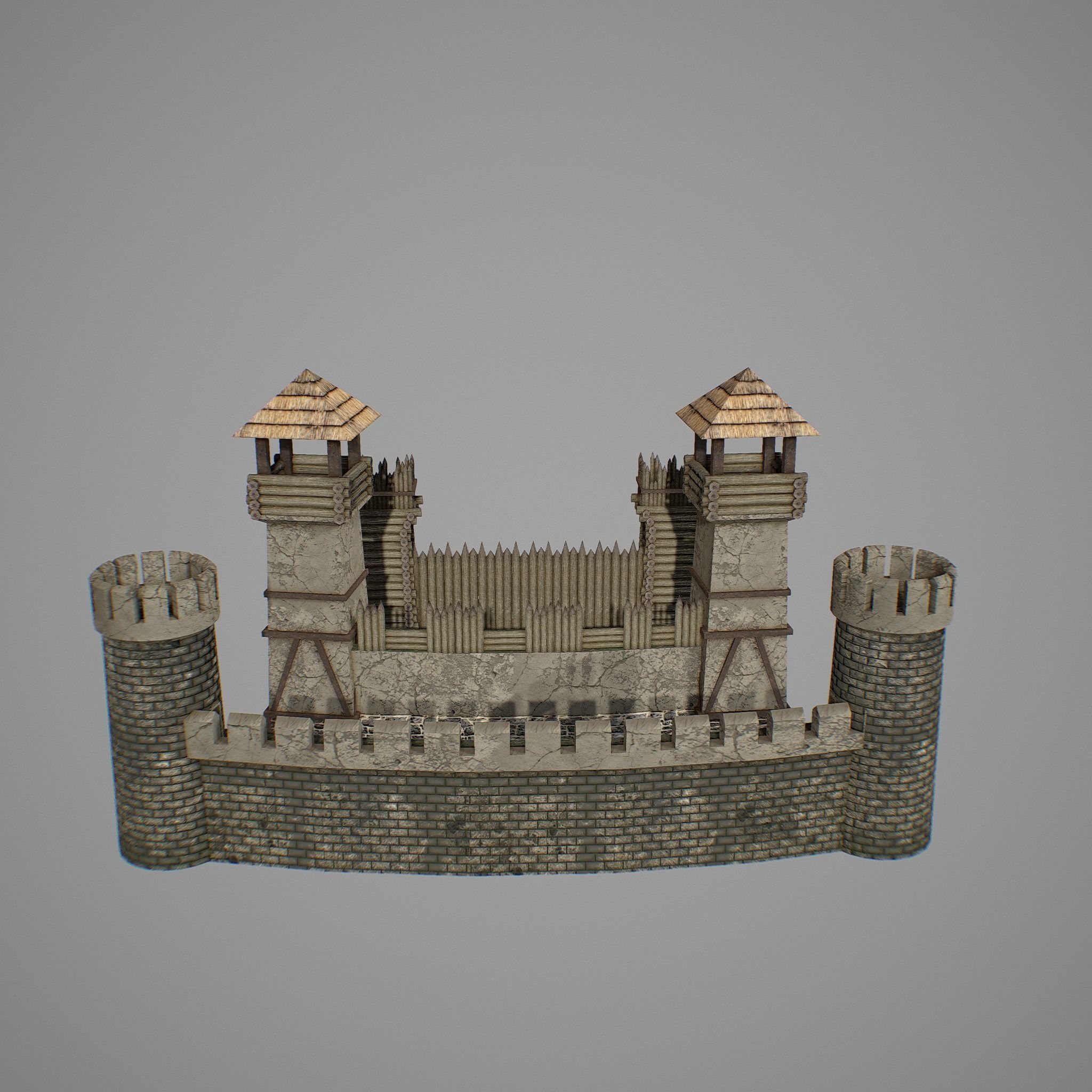 Walls castle Low-poly 3D model_6