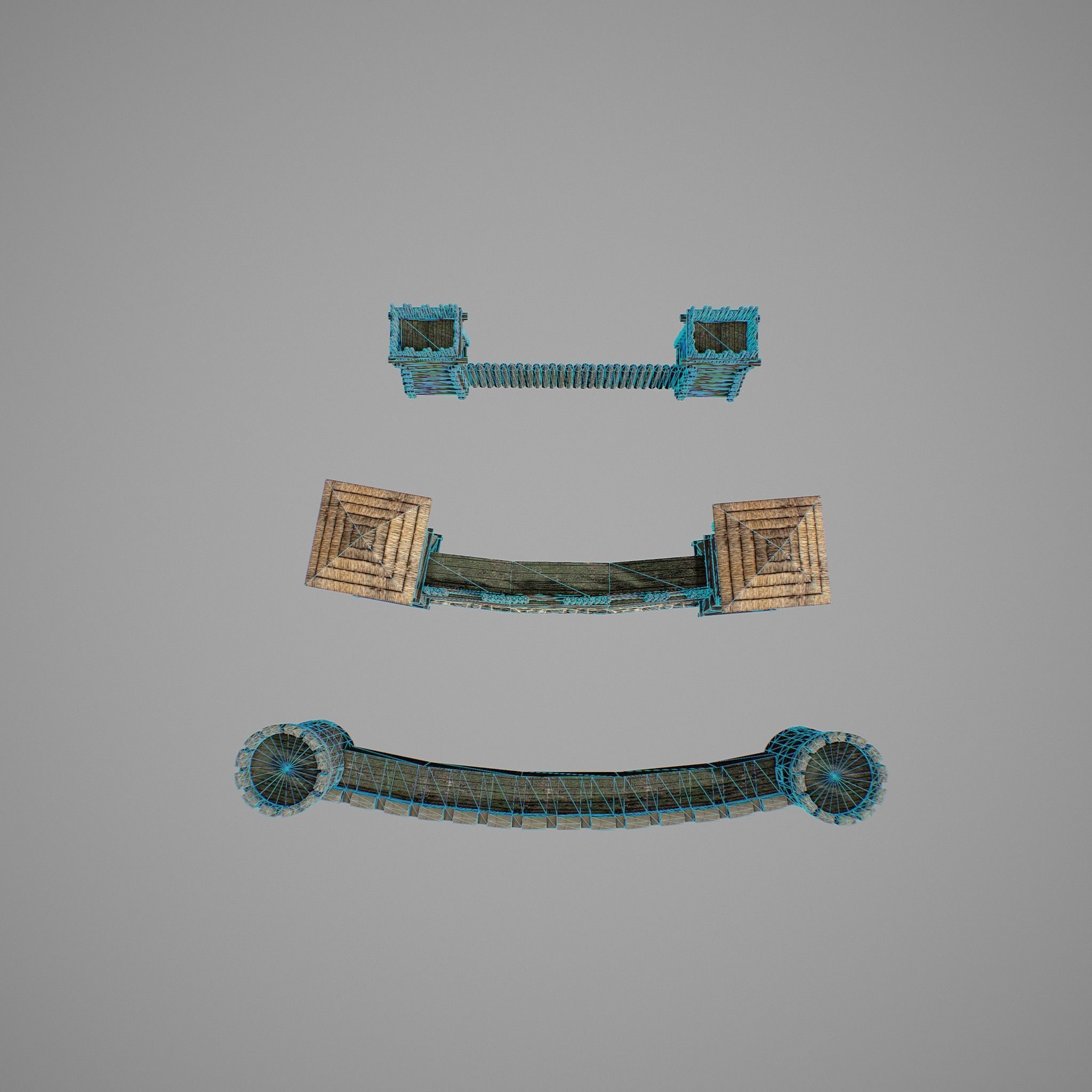 Walls castle Low-poly 3D model_9