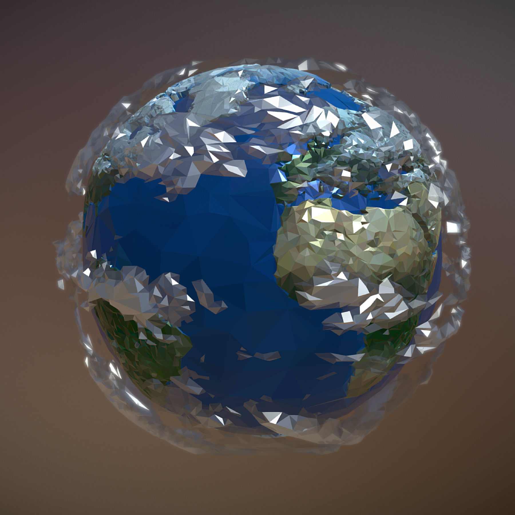 Animated Low Polygon Art Planet Earth Low-poly 3D model_4