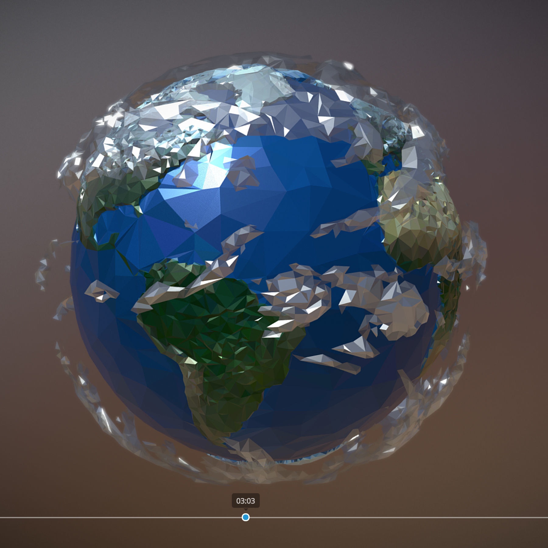 Animated Low Polygon Art Planet Earth Low-poly 3D model_12