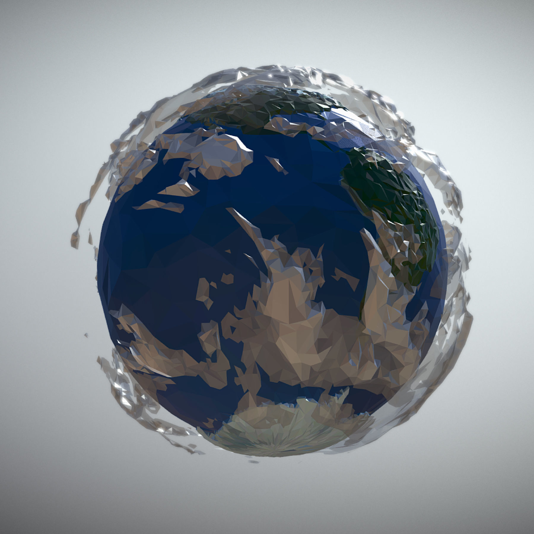 Animated Low Polygon Art Planet Earth Low-poly 3D model_3
