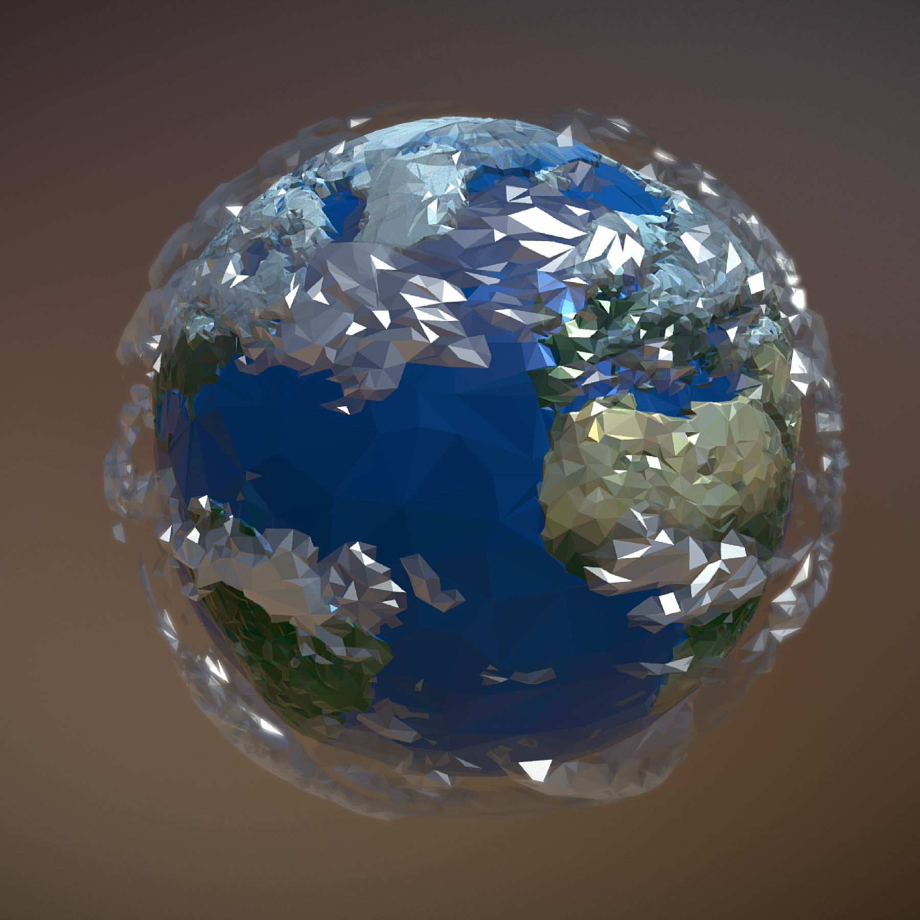 Animated Low Polygon Art Planet Earth Low-poly 3D model_7