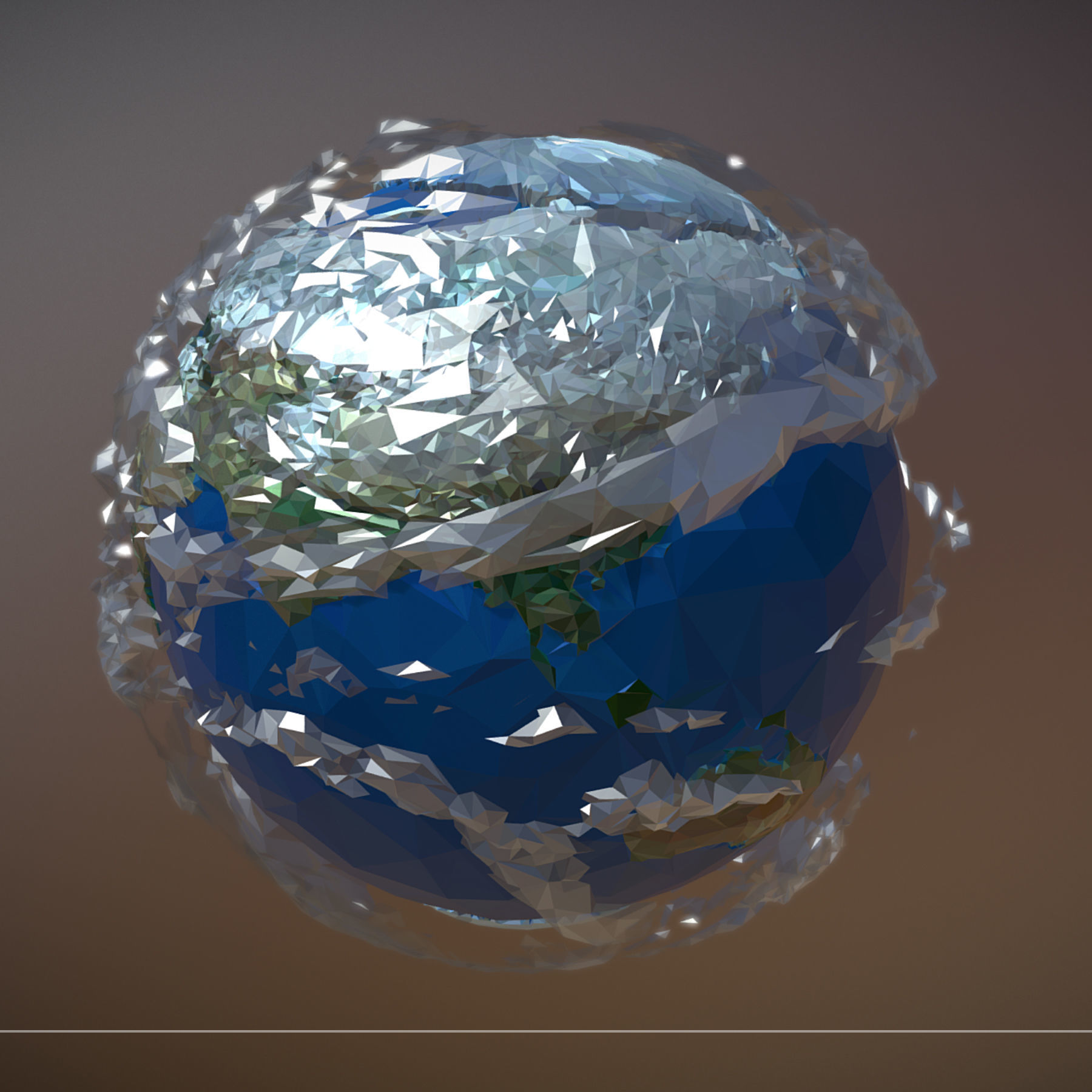 Animated Low Polygon Art Planet Earth Low-poly 3D model_8