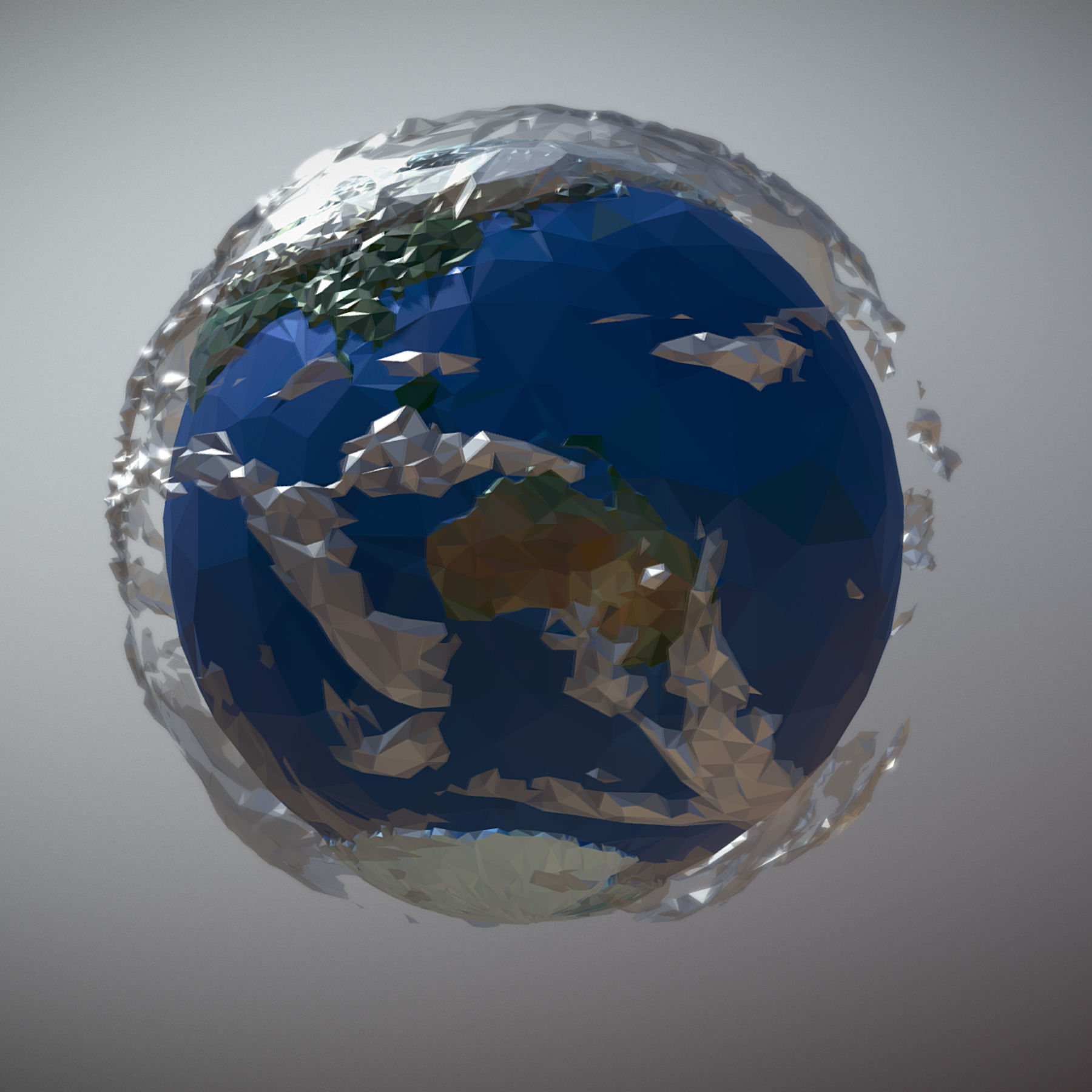 Animated Low Polygon Art Planet Earth Low-poly 3D model_6
