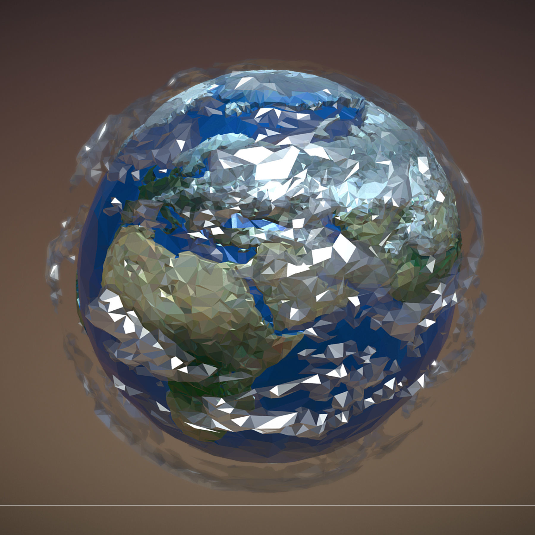 Animated Low Polygon Art Planet Earth Low-poly 3D model_9