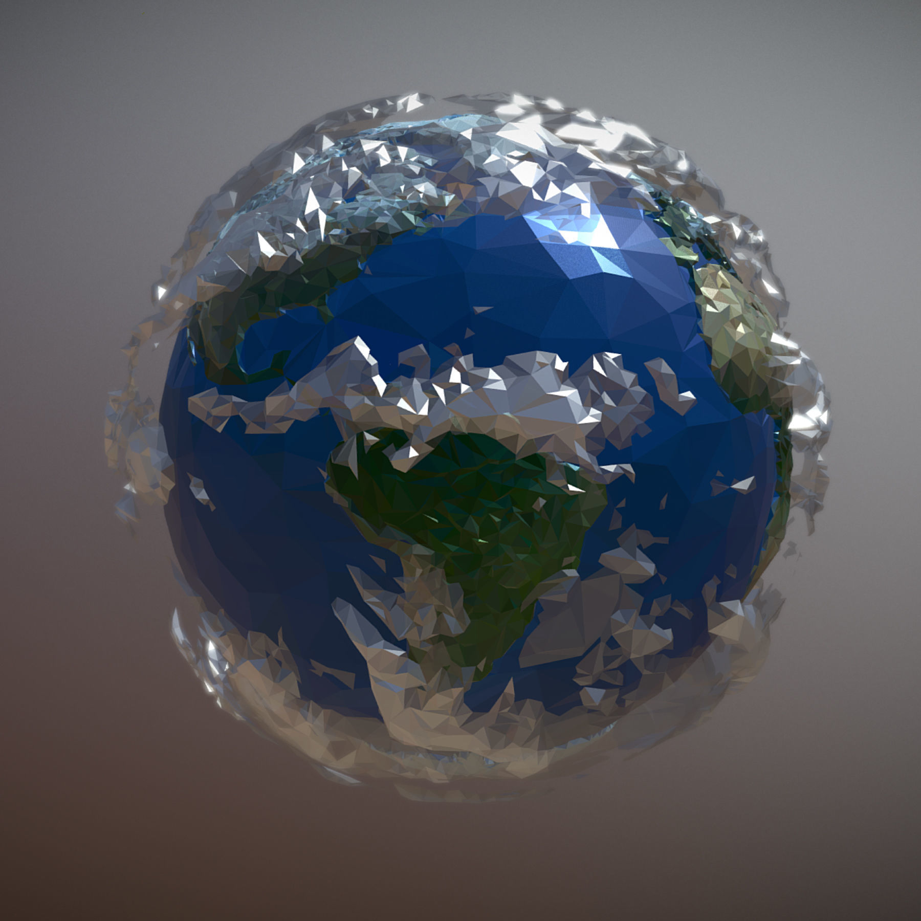 Animated Low Polygon Art Planet Earth Low-poly 3D model_11