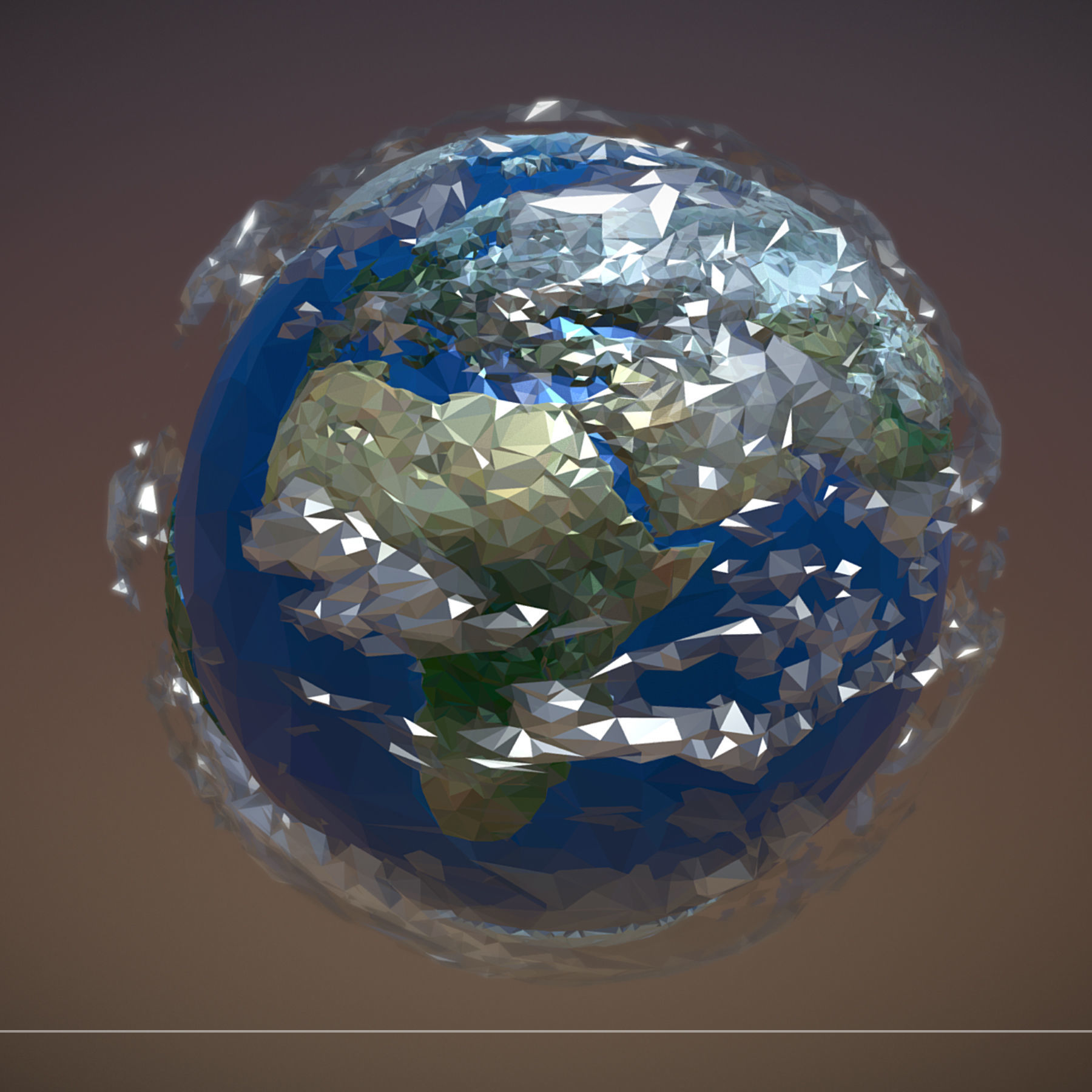 Animated Low Polygon Art Planet Earth Low-poly 3D model_2