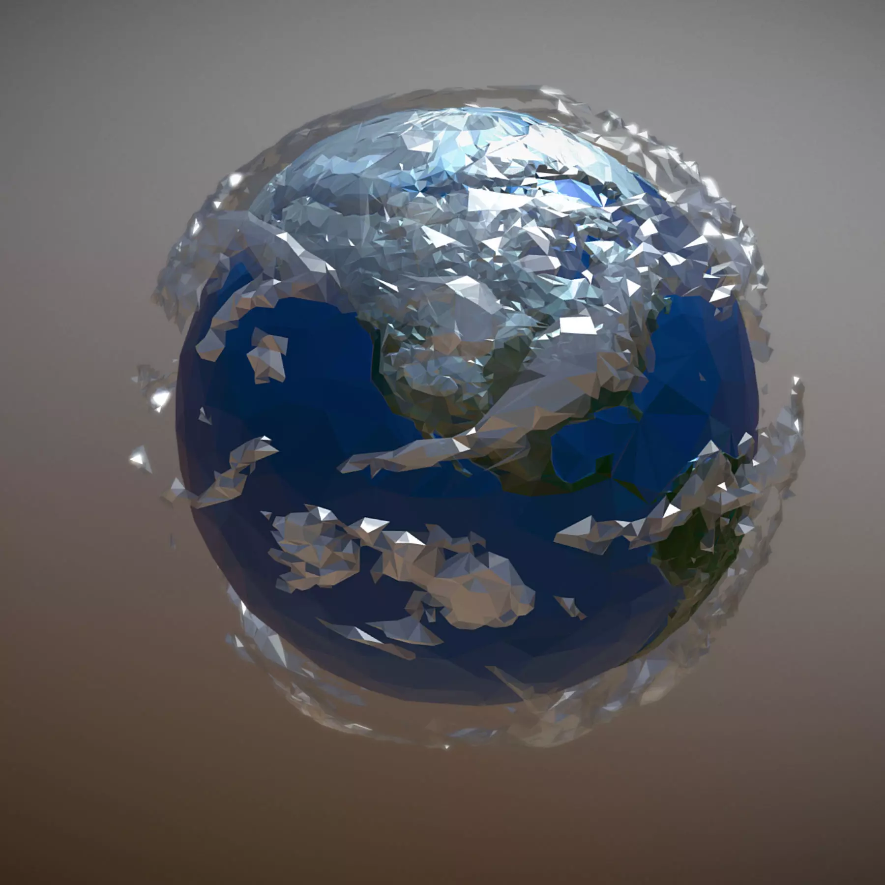 Animated Low Polygon Art Planet Earth Low-poly 3D model_0