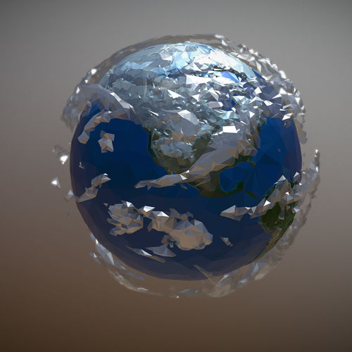 Animated Low Polygon Art Planet Earth Low-poly 3D model