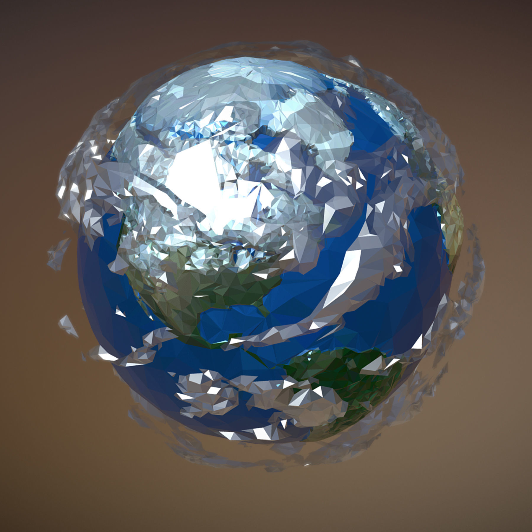 Animated Low Polygon Art Planet Earth Low-poly 3D model_13