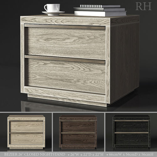 RH BEZIER 26in CLOSED NIGHTSTAND 3D model
